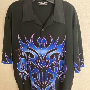 Tribal Men's Black and Blue Shirt Dragonfly XL